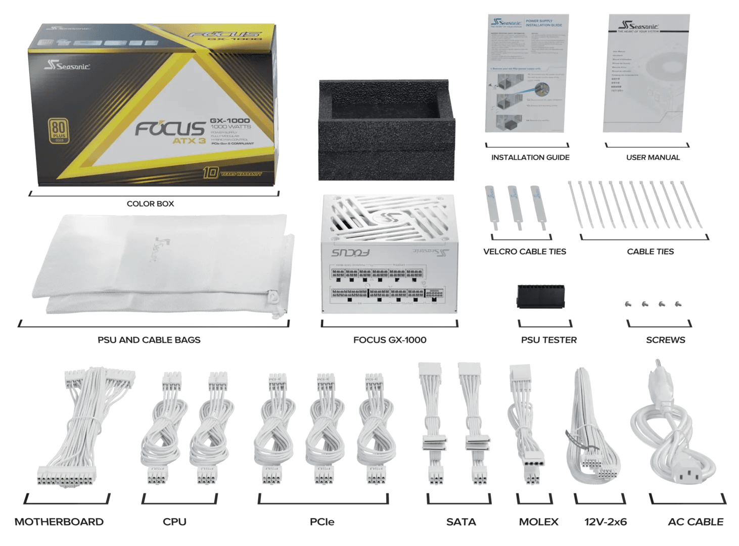 Seasonic FOCUS GX-1000 ATX 3 (2024) - Blanc 6