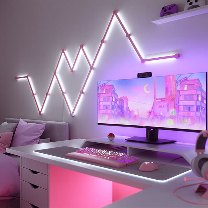 Nanoleaf Lines Skins Matte Pink (9 pièces) 4