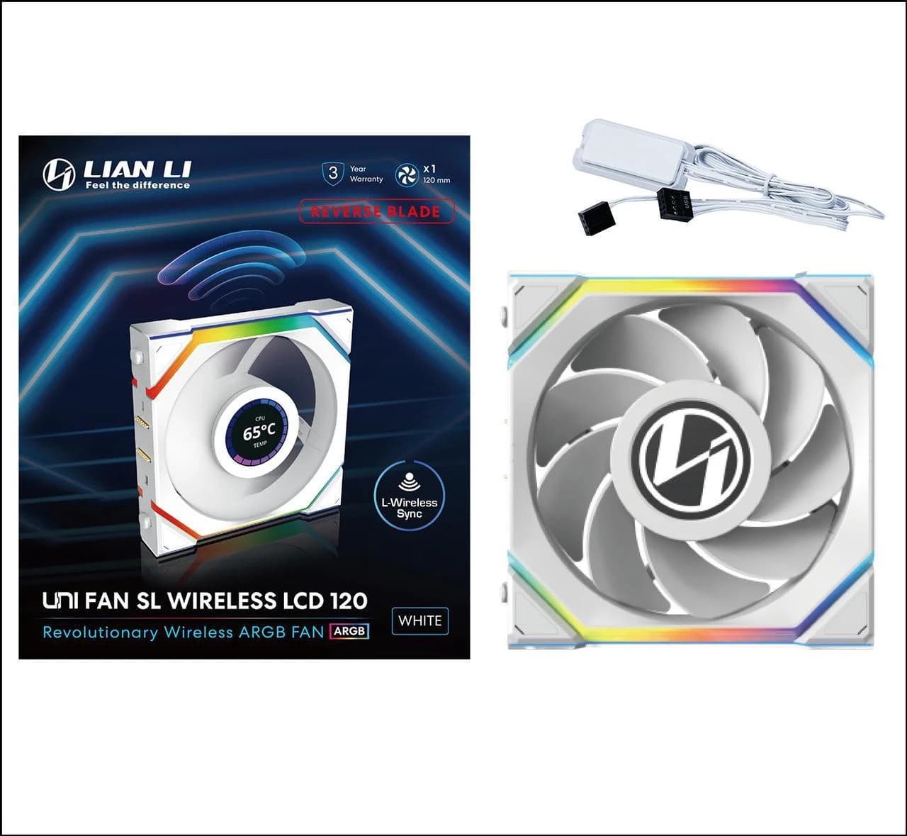 Lian Li Uni Fan SL Wireless LCD 120 Reverse Blade (blanc) 5